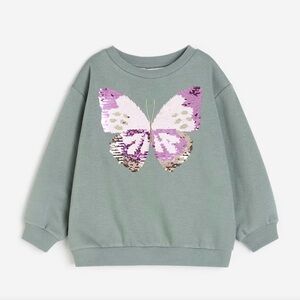 H&M Kids Sequin Butterfly Sweatshirt - Gray and Purple